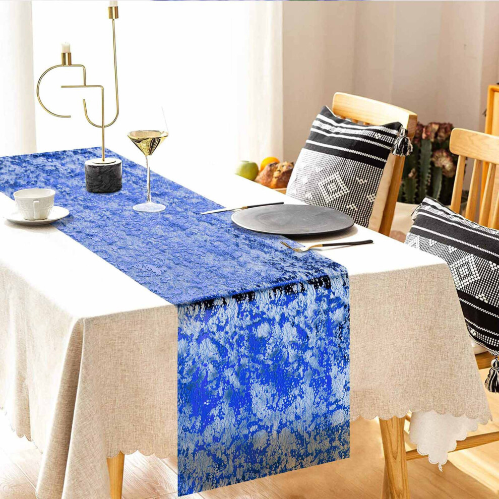 (Blue) Hot Foil Mesh Table Runner Holiday Party Wedding Decoration Material Gauze Table Runner Bouquet Strap-image-OPC-PJHBHBM-NEW