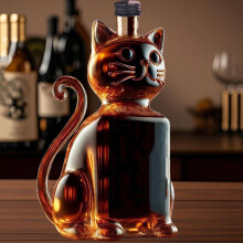 (Clear) 300ml Kitty Whiskey Bottle High Borosilicate Glass Bottle Fashionable Shaped Bottle Enhance Your Wine Style Suitable For Gift And Own Use