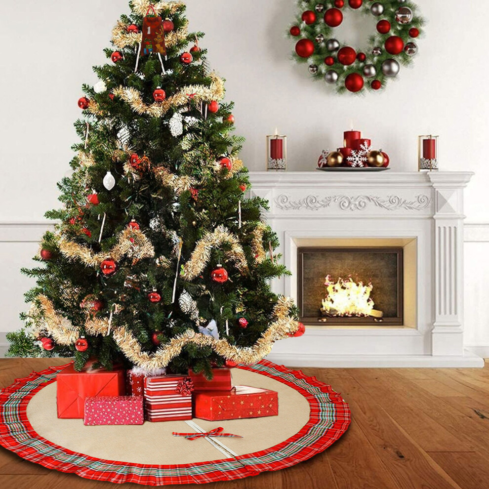 (A) 100cm/39.37inches Christmas Tree Skirt Round Merry Xmas Decor Rugs For Living Room Bedroom  Carpet Printing Mats Christmas Tree Skirt Mat-image-OPC-PJHBJN2-NEW