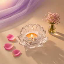 (A) Crystal Flower Tealight Candle Holders/Glass Tea Light Candlestick Decor Decoration For Christmas Home Wedding Party
