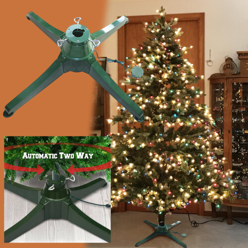 (Green) Large Christmas Tree Rotating Base Tree Foot Bracket Two-way Rotation