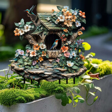 (Multicolor) Garden Hummingbirds Play And Sing Outdoor Garden Waterproof Wear Garden Plug