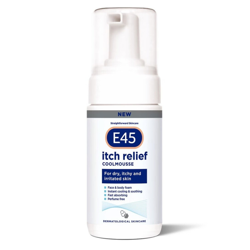 e45 Itch Relief Coolmousse Instant Cooling and Soothing Face and Body Foam for Dry Itchy and Irritated Skin 100 ml