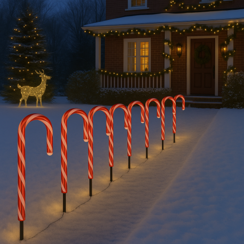 Christmas Candy Cane Outdoor Pathway Lights 8 Pack