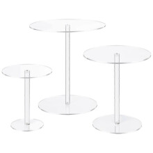 6 Set Clear Acrylic Round Pedestal Display Riser Flower Cake Stand for Display Riser Flower