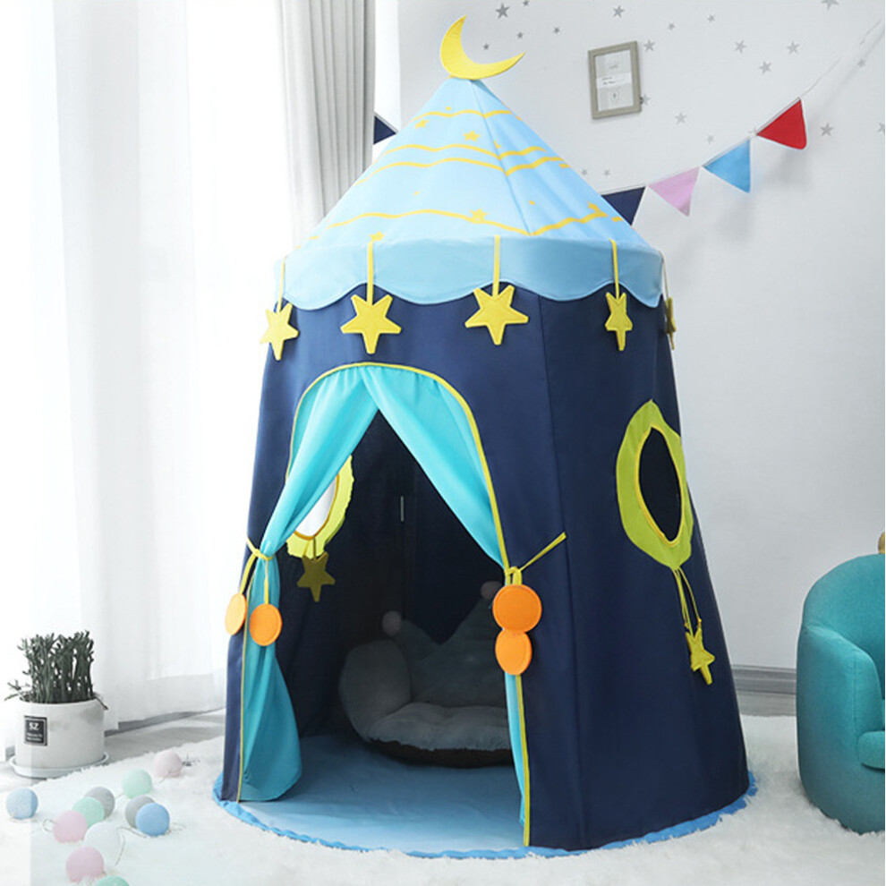(Blue, 110*110*150cm) Blue Starry Mongolian - Yurt - Style Play Tent/Game Tent, Indoor Castle for Pretend Play & Sleep, Easy Installation Castle Not-image-OPC-PJHBPMP-NEW