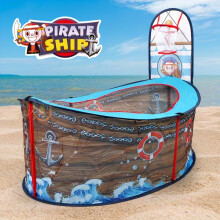 (1pc) Durable Polyester Pirate Ship Kids Play Tent - 1-Pack Outdoor Beach Tent with Lighthouse & Nautical Design, Imaginative Playhouse for Boys & Girls