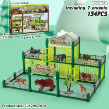 (134PCS-Green) Zoo Play House Toys Castle Villa, Dinosaur Villa Animal Farm Gift, 134pcs and 248pcs Any Choice, Best Gift for Boys and Girls