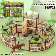 (248PCS - Brown) Zoo Play House Toys Castle Villa, Dinosaur Villa Animal Farm Gift, 134pcs and 248pcs Any Choice, Best Gift for Boys and Girls