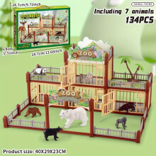 (134PCS-Brown) Zoo Play House Toys Castle Villa, Dinosaur Villa Animal Farm Gift, 134pcs and 248pcs Any Choice, Best Gift for Boys and Girls
