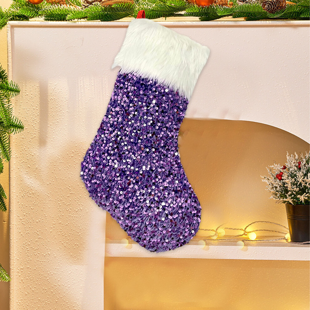(Purple) Fabric Santa Claus Gift Bag Christmas Pendant Christmas Tree Ornament Christmas Socks Party Decoration-image-OPC-PJHBPQH-NEW