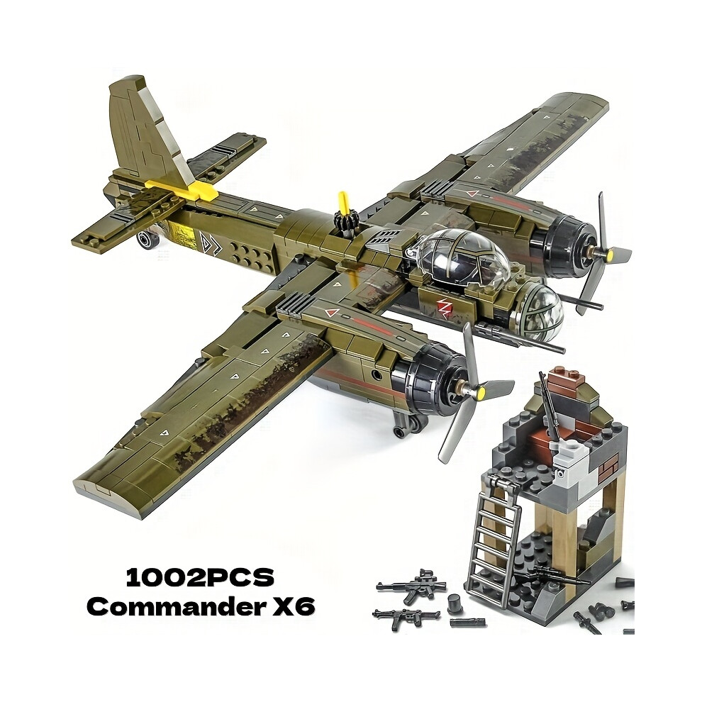 Skesrjtop (Dz-Hzj) 1002Pcs Military Building Blocks Toy Bomber Model Ju-88 Holiday Gift And Collectio