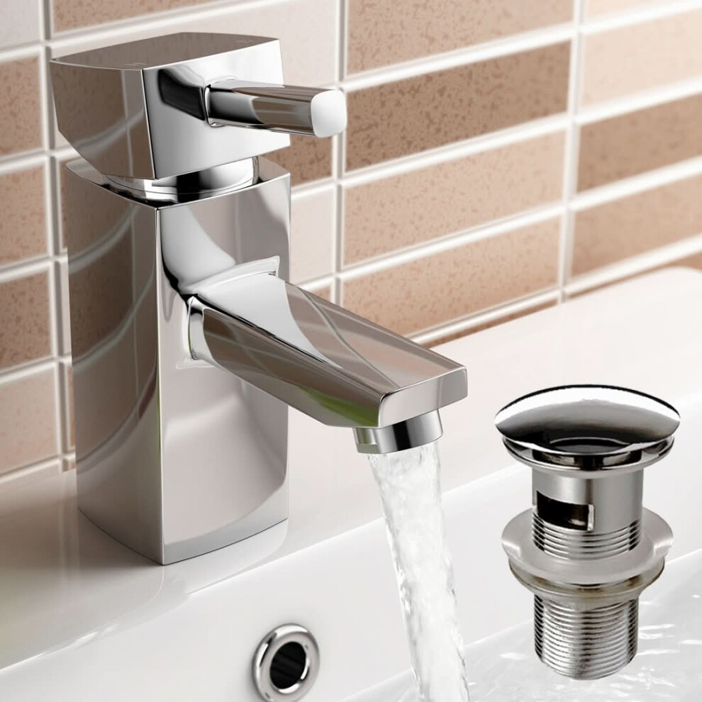 Ibathuk Aqulen Cloakroom Basin Sink Mixer Tap, Bathroom Basin Mixer Taps With Modern Lever Handle Design, Chrome 5060446011171