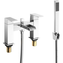 iBathUK Chrome Waterfall Basin Sink Mixer Tap, Bath Tub Filler Shower Head Bathroom Set, Stylish Bath Filler Tap for Modern Bathrooms, Chrome