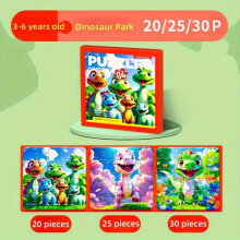 (Dinosaur Park /20.25.30 pieces) 3-in-1 Magnetic Puzzle Set | Educational Animal, Vehicle, Landscape & Transportation Themes for Kids 3-6 Years - Develops Creativity & Motor Skills