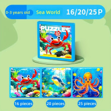 (Ocean World /16-20.25 pieces) 3-in-1 Magnetic Puzzle Set | Educational Animal, Vehicle, Landscape & Transportation Themes for Kids 3-6 Years - Develops Creativity & Motor Skills