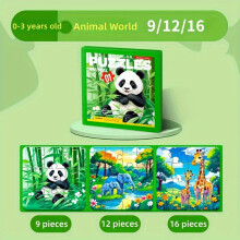(Animal World /9.12.16 pieces) 3-in-1 Magnetic Puzzle Set | Educational Animal, Vehicle, Landscape & Transportation Themes for Kids 3-6 Years - Develops Creativity & Motor Skills