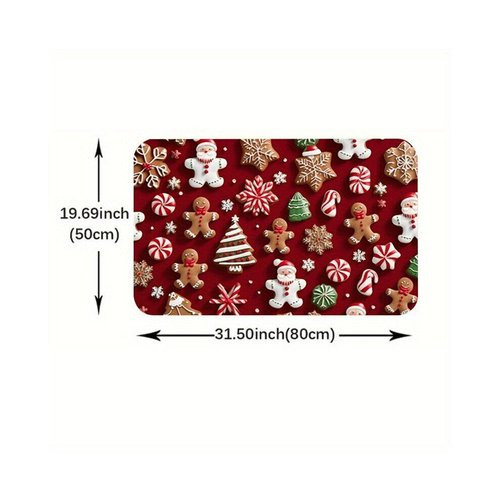 Tapis de salle de bain en polyester avec poivron de Noël et flocon de neige, 50 x 80