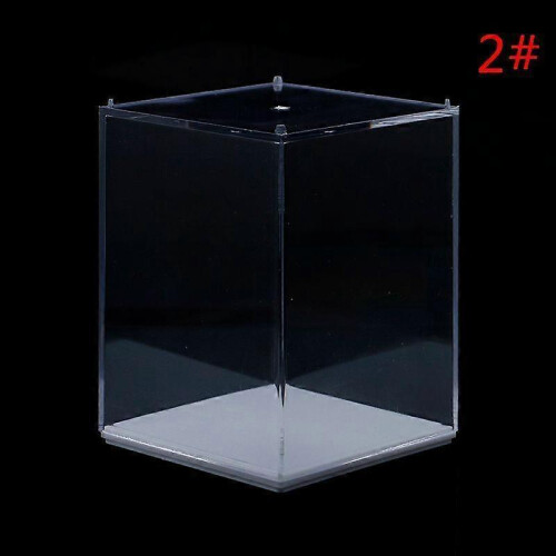 (1 pc, White) 8*8*10cm Acrylic Display Case Clear Cube Box Uv Dustproof Toy Protection 1