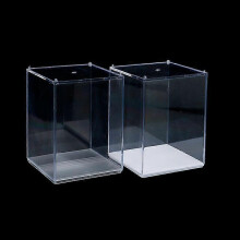 (1 pc, White) 8*8*10cm Acrylic Display Case Clear Cube Box Uv Dustproof Toy Protection