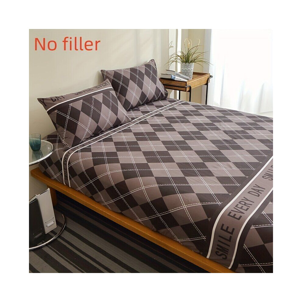 Parure de lit 3 pièces en polyester brossé doux – antitache, lavable en machine, rayé marron