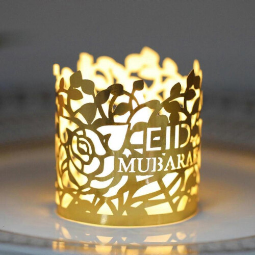 (Red) 50pcs Hollow Electronic Candle Lampshade Flameless Tea Light Wraps  Eid Mubarak 2