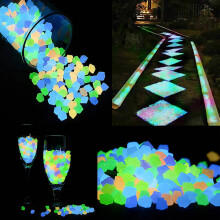 (Multicolor) Pack Of 300 Colored Glowing Stones Rhombus Glowing Stones Outdoor Decor Sidewalk Garden Aquarium Swimming Pool