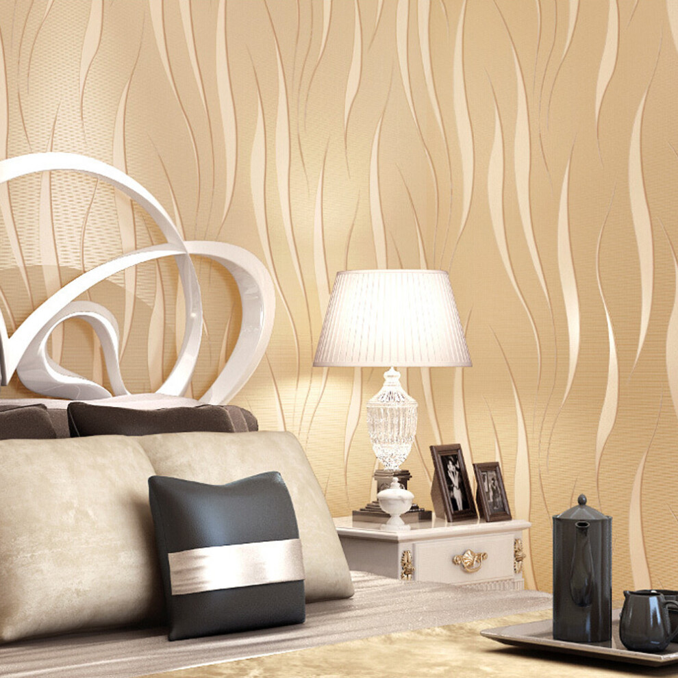 (Multicolor) Non-Woven Stripe Embossed Wallpaper Rolls Living Room Decor 10M 3184080466127