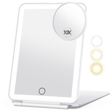 Rechargeable make -up mirror for travel, 80DEDs makeup mirror, 3 -color light, 2000mAh battery, portable ultra thin illuminated mirror, travel basis