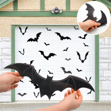 (Black) Halloween Bats Magnetic Refrigerator Stickers Holiday Venue Decoration Soft Magnetic Body Garage Door Magnetic Stickers