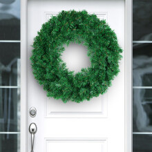 (Green) Pvc Wreath Door Hanging Christmas Decoration Female Color Rattan Wreath Window Mall Decoration Props