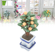 1/12 Puppenhaus-Orangenbaum im Topf 7,8 cm grün