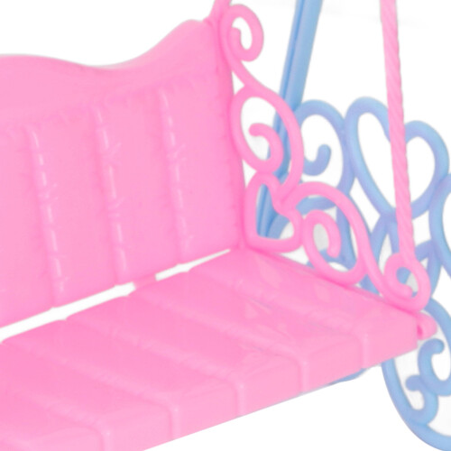 Exquisite Mini Dollhouse Swing with Blue Support Plastic - Portable 5x2.5x3in 2
