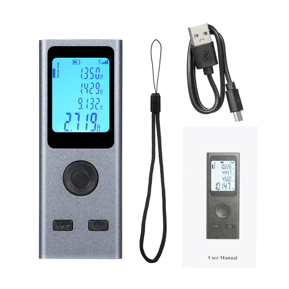 Mini Laser Distance Meter 30M, 2Mm Accuracy, Usb Rechargeable, Grey 8721338586005