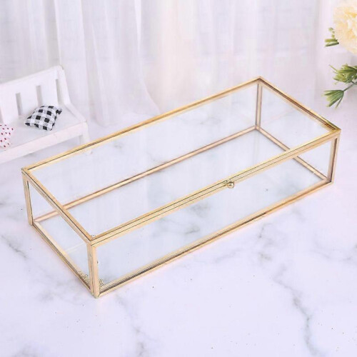 Clear Glass Golden Vintage Display Box Perfect to Use As Wedding Box Keepsake 1