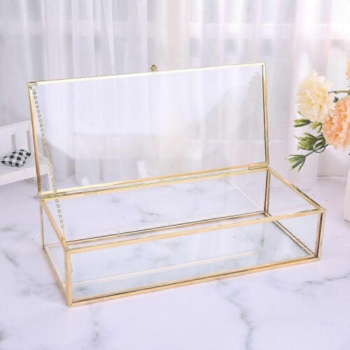 Clear Glass Golden Vintage Display Box Perfect to Use As Wedding Box Keepsake 2