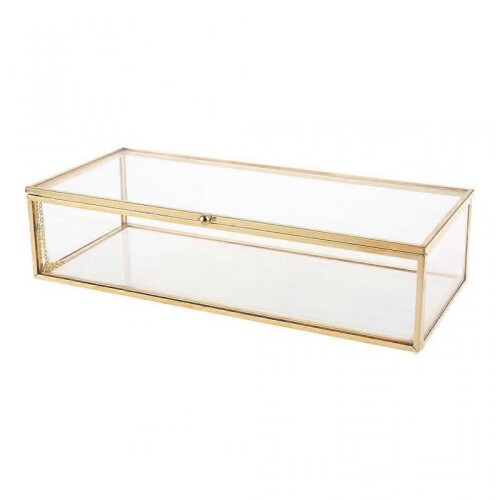 Clear Glass Golden Vintage Display Box Perfect to Use As Wedding Box Keepsake