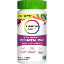 Rainbow Light Prenatal One Højpotent Daglig Multivitamin med folat, ingefær og probiotika - Støtter mor og barn fra undfangelse til amning