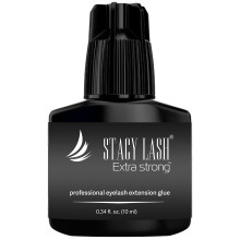 Extra Strong Eyelash Extension Glue Stacy Lash (0.34 fl.oz / 10 ml) / 0.5-1 Sec Dry/Retention - 8 Weeks/Black Adhesive/Professional Supplies
