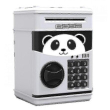 Children's Toy Piggy Bank with Automatic Password ATM Piggy Bank Savings Box for Kids Educational Money Bank (Black)Panda Design