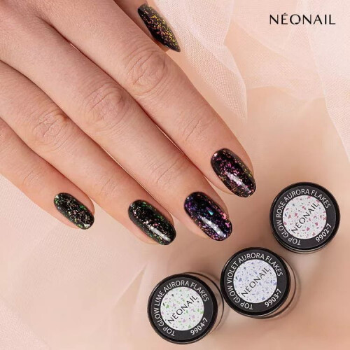 NeoNail Top Glow Lime Aurora Flakes 7,2 ml 2