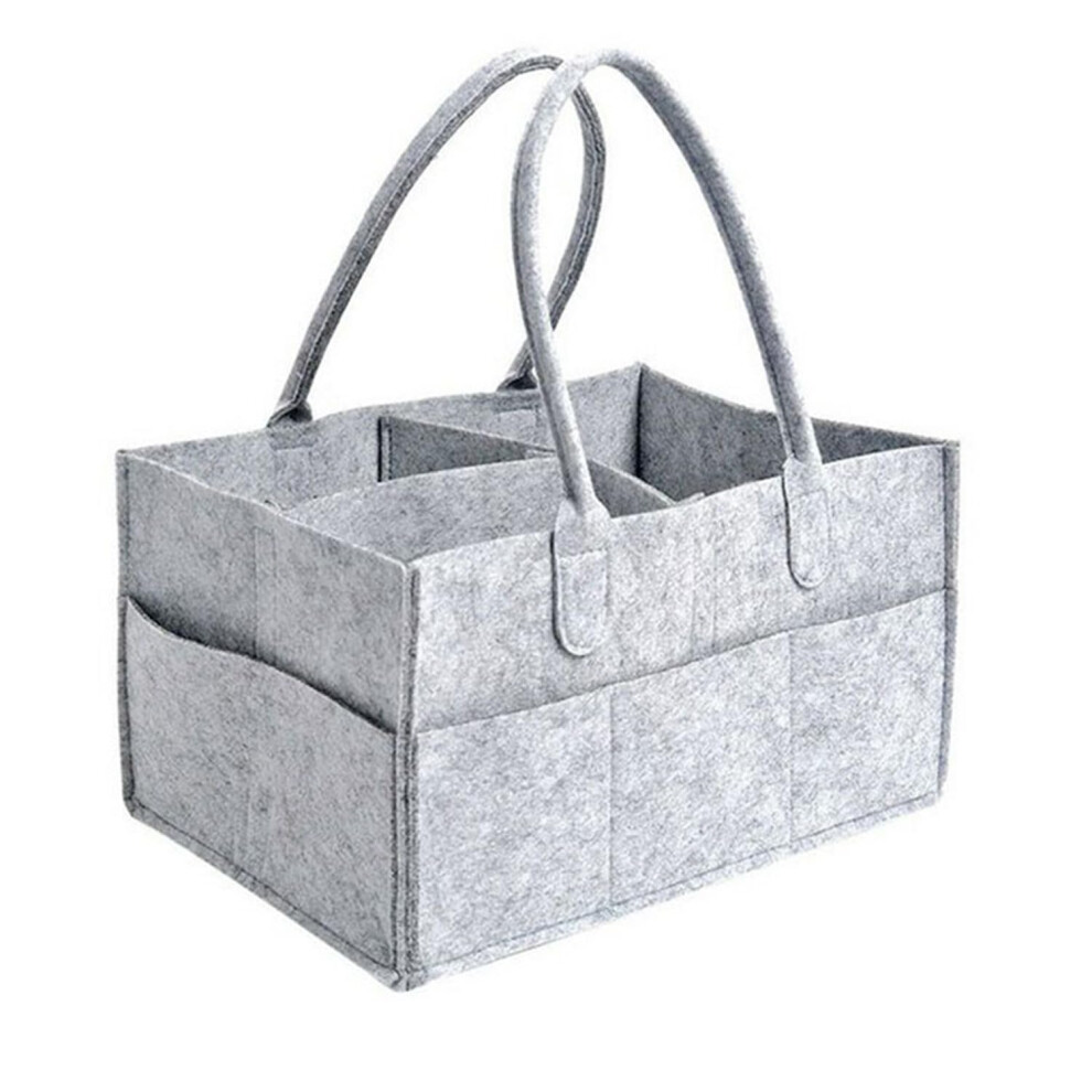 Diaper Organiser Container, Foldable Felt Nappy Caddy For Newborn Essentials, Portable Baby Wipe Storage Grey