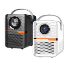 (White) Smart 4K Portable LED Projector, 1080P, Wifi, Remote, Electronic Focus, Keystone Correction, Built-in Speaker, Home Theater