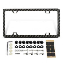 (Carbon fiber B) Waterproof License Plate Frame Rustproof License Plate Cover with Screw