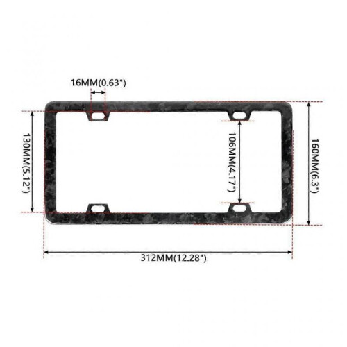 (Forged carbon fiber) Waterproof License Plate Frame Rustproof License Plate Cover with Screw 2