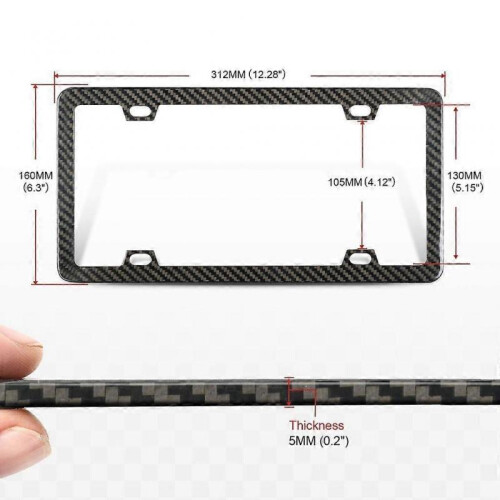 (Carbon fiber B) Waterproof License Plate Frame Rustproof License Plate Cover with Screw 2