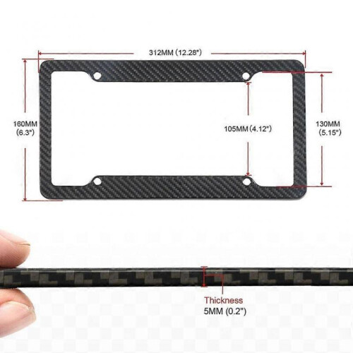 (Carbon fiber A) Waterproof License Plate Frame Rustproof License Plate Cover with Screw 2