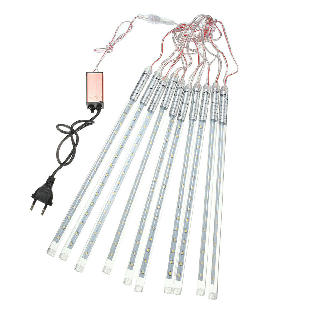 (Red) 30cm 10Tubes 300LED Meteor Shower Rain String Light Christmas Tree Decor with Driver EU Plug