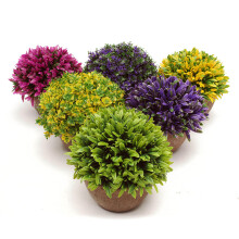 (6#) Colorful Artificial Topiary Tree Ball Plants Pot Garden Office Home Indoor Decor Flower