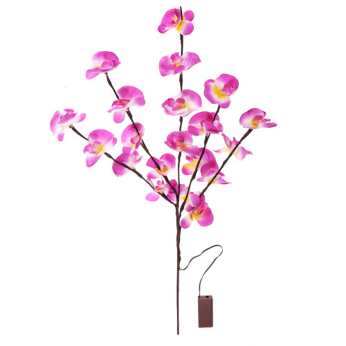 (Red) Battery Supply 20LED Bendable Phalaenopsis Flower Branch Tree String Light Christmas Party Decor